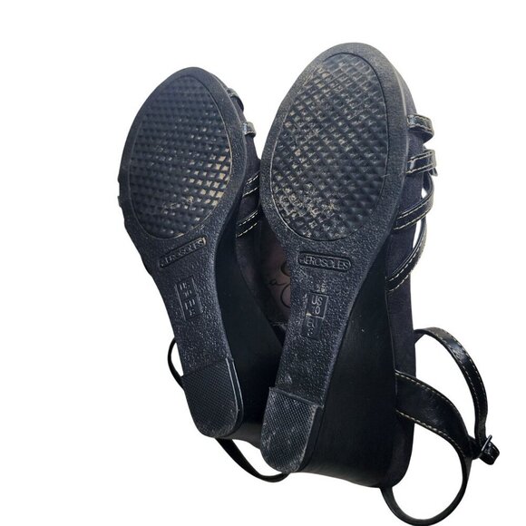 Aerosoles Black Strappy Platform Wedge Sandals Buckle Detail Adjustable Size 10 - Picture 9 of 14